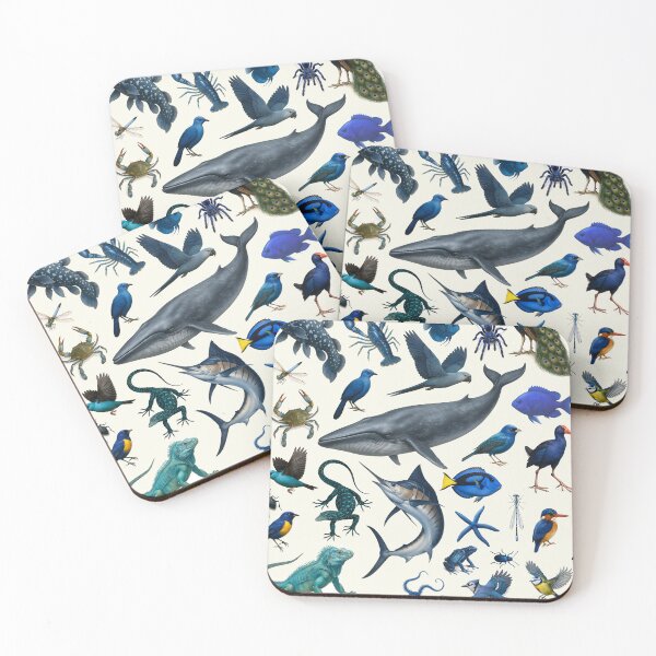 Item preview, Wild World in Blue Retro Illustration Wildlife Chart designed and sold by kakarikihill.