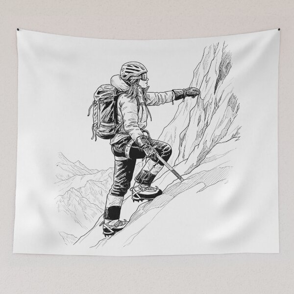 Item preview, Lady Mountain Climber Pencil Sketch designed and sold by IceEdgeStudio.