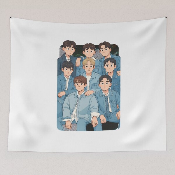Item preview, EXO Cartoon Illustration Group Members Kpop Collage Design designed and sold by HELL0WBELLO.
