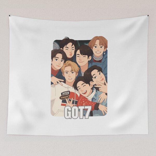 Item preview, GOT7 Name Cartoon Illustration Group Members Kpop Collage Design designed and sold by HELL0WBELLO.