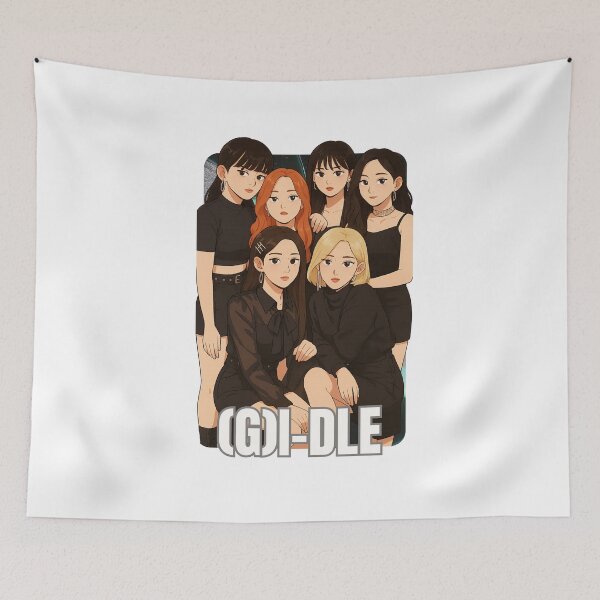 Item preview, I-dle Name Cartoon Illustration Group Members Kpop Collage Design designed and sold by HELL0WBELLO.