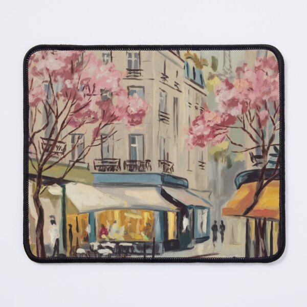Item preview, Paris Café Scene | Cobblestone Street with French Landmark View designed and sold by CARRAANN.