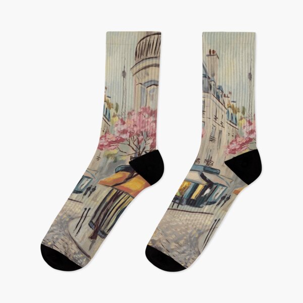 Item preview, Paris Café Scene | Cobblestone Street with French Landmark View designed and sold by CARRAANN.