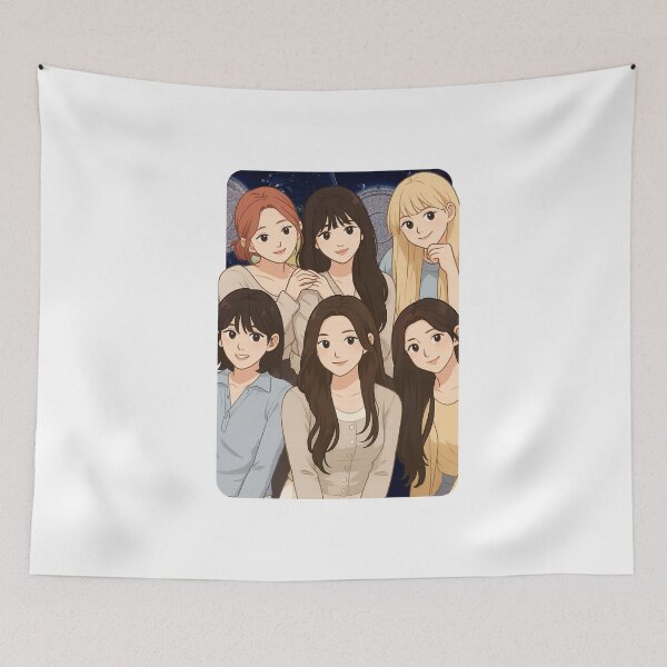 Item preview, Ive Name Cartoon Illustration Group Members Kpop Collage Design designed and sold by HELL0WBELLO.