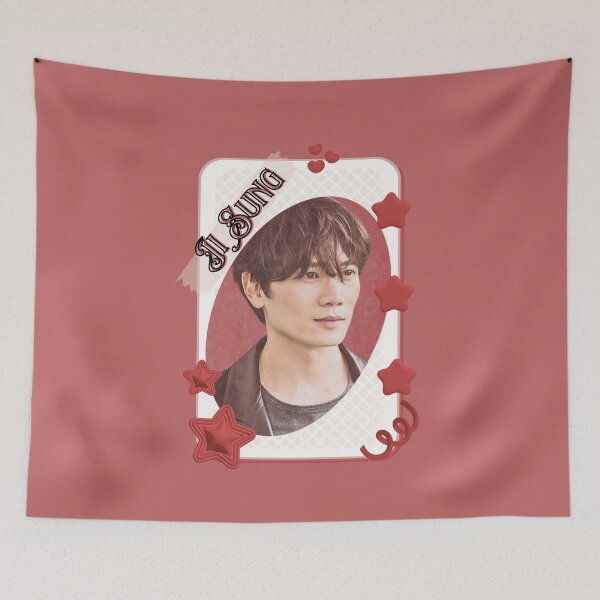 Item preview, Ji Sung Korean Actor Kdrama Card Red Aesthetic Collage Design designed and sold by AJUNICE STUDIO.