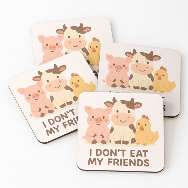 Item preview, I Don’t Eat My Friends Go Vegan Plant Based Pigs Cows Chickens Factory Farming Animal Love designed and sold by Annika Shurafa.