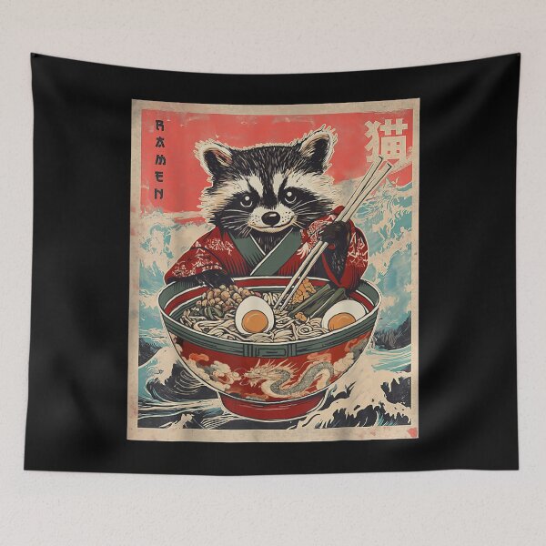 Item preview, Raccoon Eating Ramen Japanese Noodles Funny Racoon Anime designed and sold by CallahanRe.