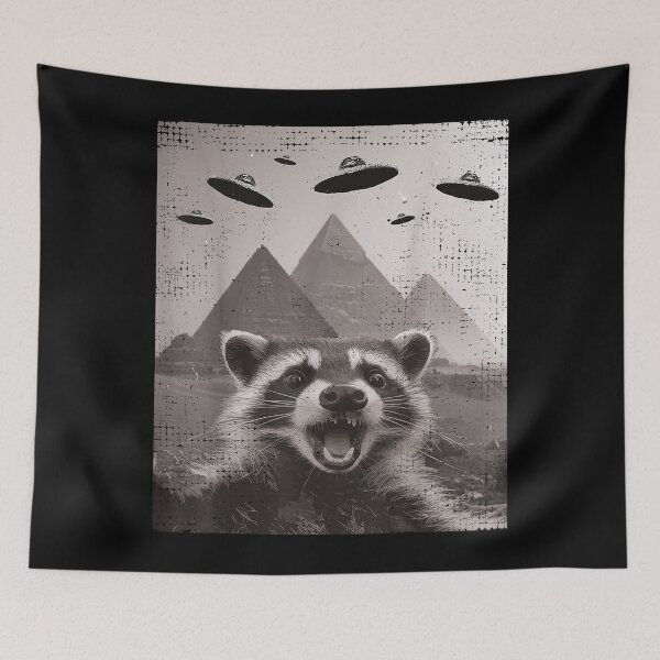 Item preview, Raccoon UFO Meme - Funny Racoon Selfie with UFOs designed and sold by CallahanRe.
