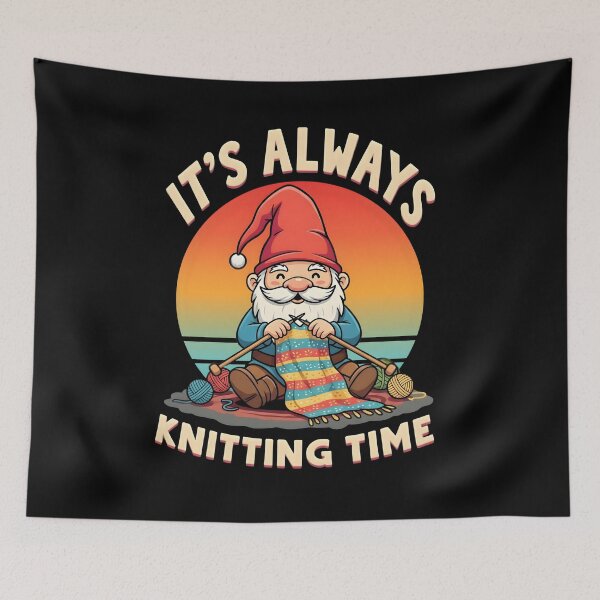 Item preview, Funny Knitting Gnome It's Always Knitting Time Design designed and sold by MimsTees.