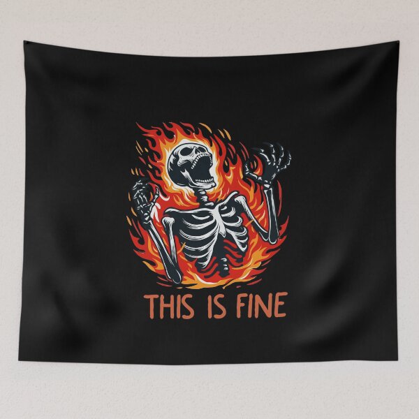 Item preview, Screaming Skeleton On Fire This Is Fine designed and sold by Gkinoki.