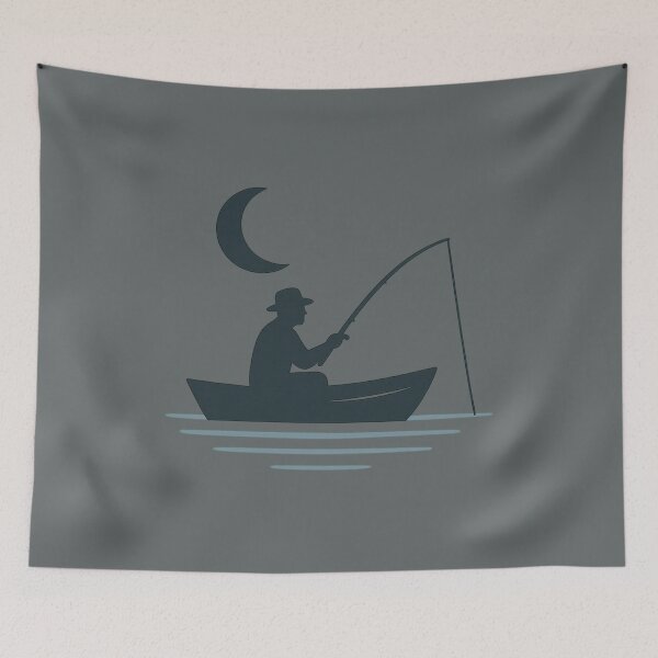 Item preview, Moonlight Fishing Silhouette designed and sold by NoRestDesigns.