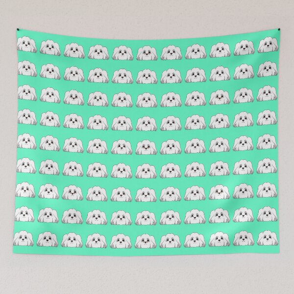 Item preview, Coton de Tulear Pattern Teal Background designed and sold by OliRoseArt.