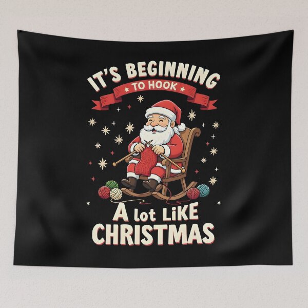 Item preview, It's Beginning to Hook a Lot Like Christmas Funny Santa Knitting Design designed and sold by MimsTees.