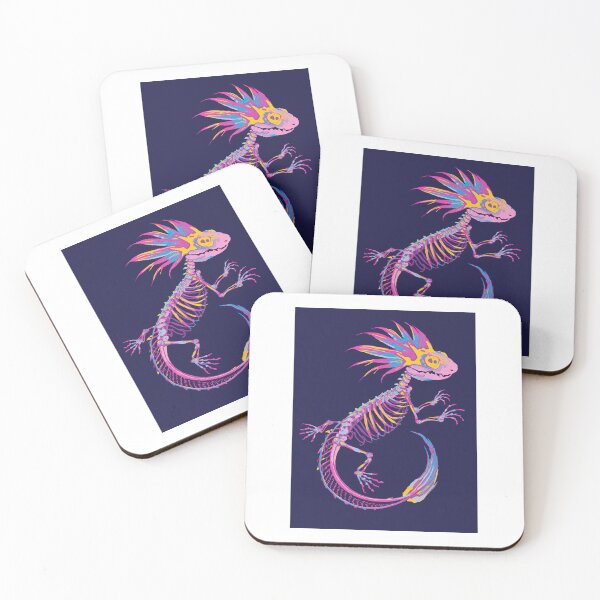 Item preview, Neon Axolotl Skeleton – Vibrant Colorful Lizard Art designed and sold by RetroPop23.