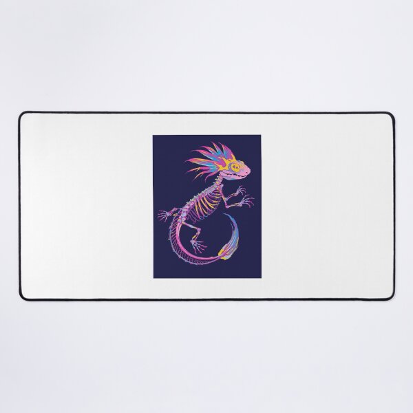 Item preview, Neon Axolotl Skeleton – Vibrant Colorful Lizard Art designed and sold by RetroPop23.