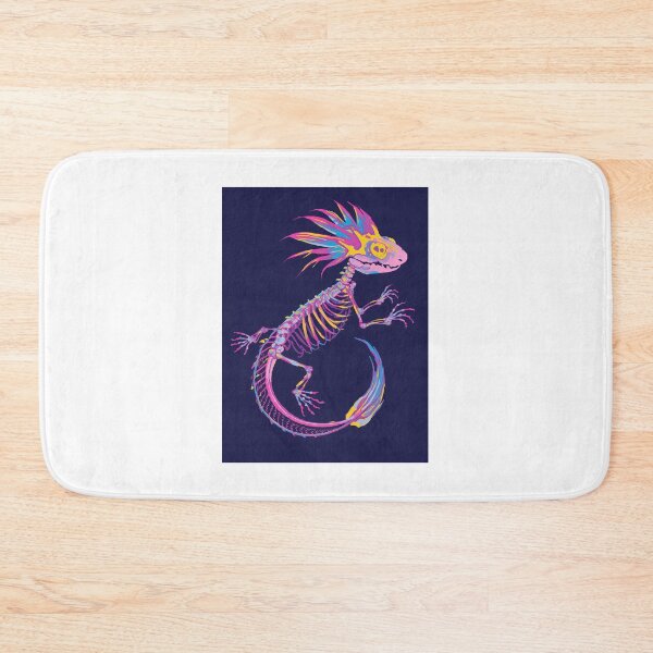 Item preview, Neon Axolotl Skeleton – Vibrant Colorful Lizard Art designed and sold by RetroPop23.