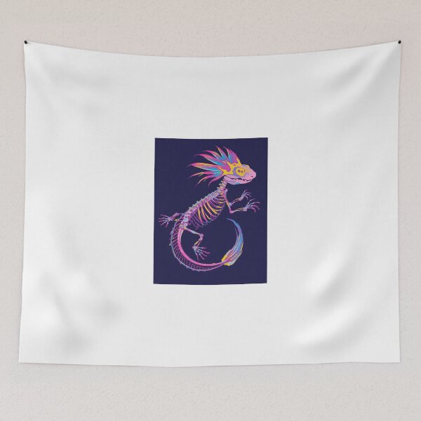 Item preview, Neon Axolotl Skeleton – Vibrant Colorful Lizard Art designed and sold by RetroPop23.