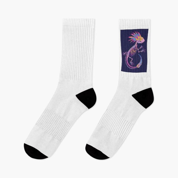 Item preview, Neon Axolotl Skeleton – Vibrant Colorful Lizard Art designed and sold by RetroPop23.
