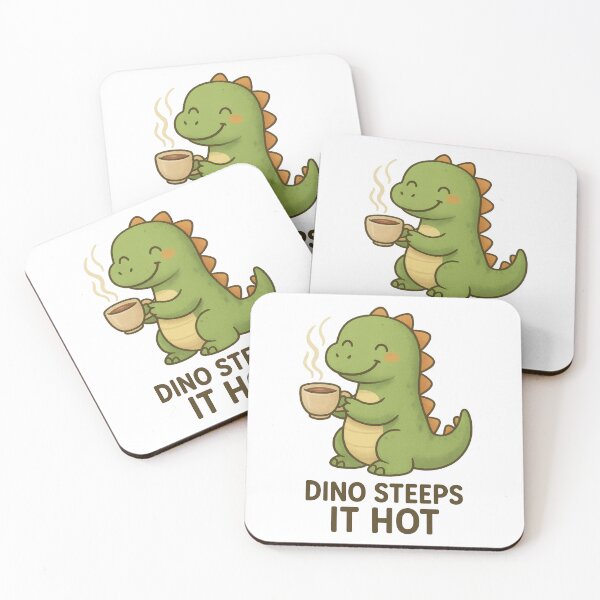 Item preview, Dino Steeps It Hot – Cute Tea Pun Dinosaur Illustration for Tea Lovers designed and sold by inkoutninja.