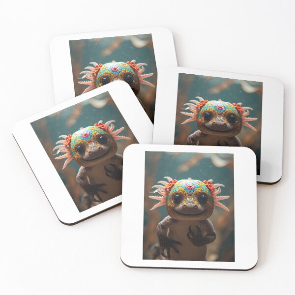 Item preview, Smiling Axolotl Calavera – Day of the Dead Inspired Amphibian Art designed and sold by RetroPop23.