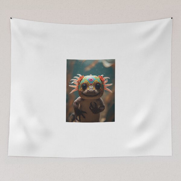 Item preview, Smiling Axolotl Calavera – Day of the Dead Inspired Amphibian Art designed and sold by RetroPop23.
