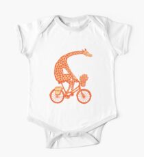 Giraffe auf Fahrrad Baby Body Kurzarm