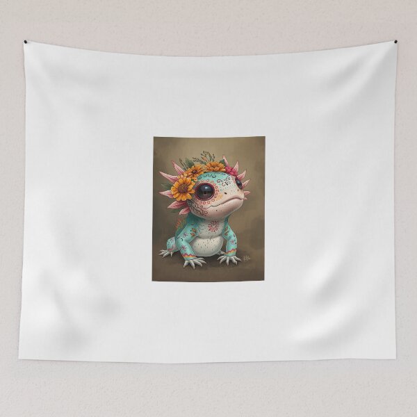 Item preview, Floral Axolotl Calavera – Turquoise Day of the Dead Amphibian Art designed and sold by RetroPop23.
