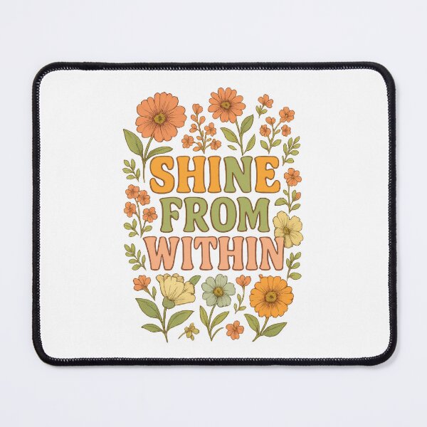 Item preview, Shine From Within – Retro Floral Motivational Quote for Positivity and Self Love designed and sold by inkoutninja.