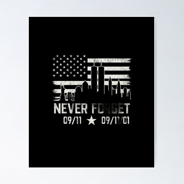 Item preview, Never Forget 09/11 – New York Skyline with Twin Towers and USA Flag designed and sold by MeixGraphics.