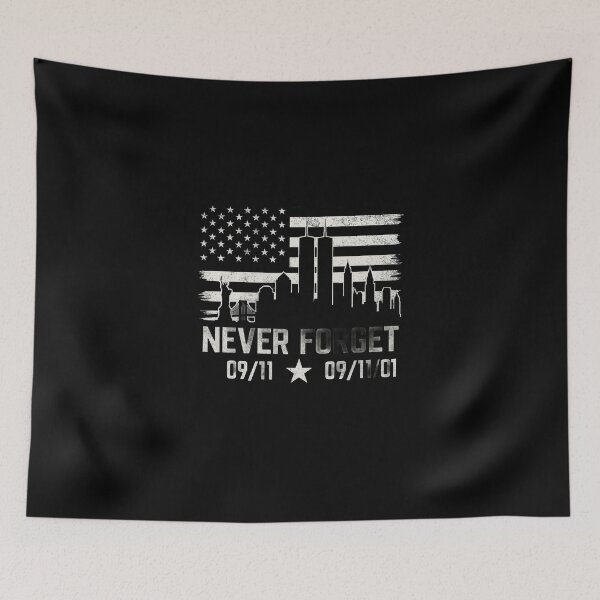 Item preview, Never Forget 09/11 – New York Skyline with Twin Towers and USA Flag designed and sold by MeixGraphics.