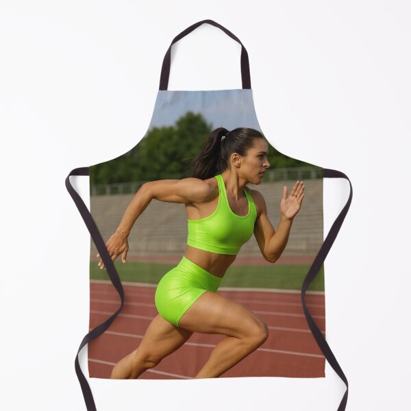 Item preview, Vertical Track Athlete in Shiny Neon Green Outfit designed and sold by Toonlympics.