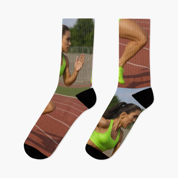 Item preview, Vertical Track Athlete in Shiny Neon Green Outfit designed and sold by Toonlympics.