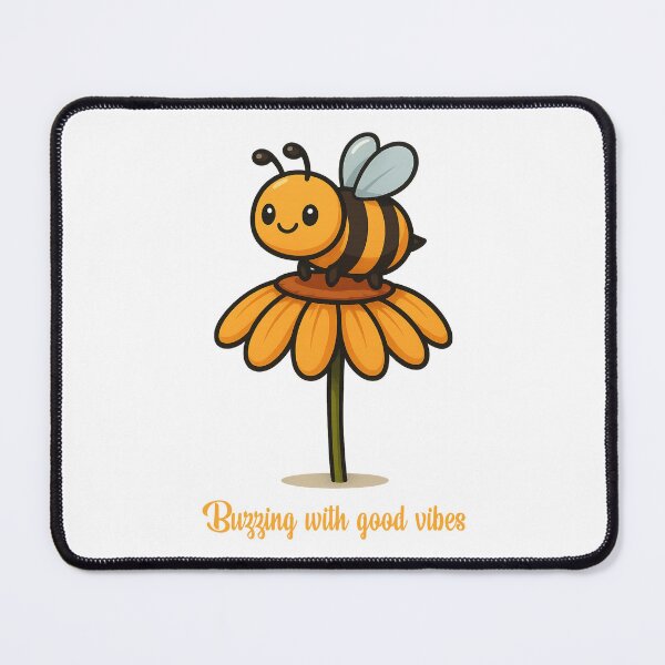 Item preview, Buzzing with Good Vibes – Cute Cartoon Bee on Flower designed and sold by CanSparkleArt.