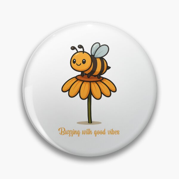 Item preview, Buzzing with Good Vibes – Cute Cartoon Bee on Flower designed and sold by CanSparkleArt.