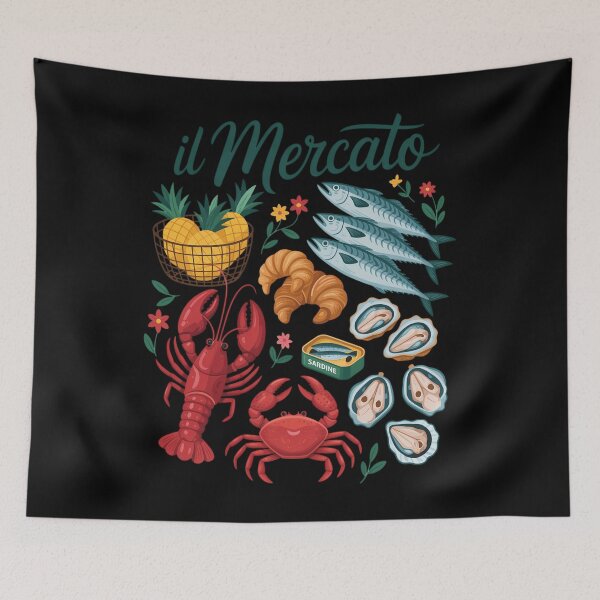 Item preview, Italian Market Summer Coast Lobster Sardines Tomatoes Girl designed and sold by savrmiller.