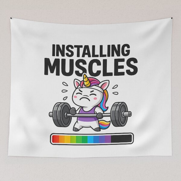 Item preview, Installing Muscles: Funny Gym Unicorn Progress designed and sold by k3rstman1.