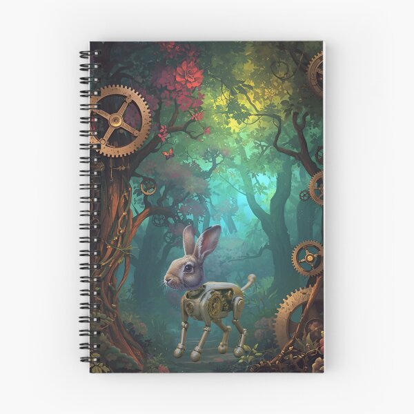 Item preview, Steampunk Cyborg Rabbit – Mechanical Hare in a Forest Backdrop designed and sold by WildPawPrint.