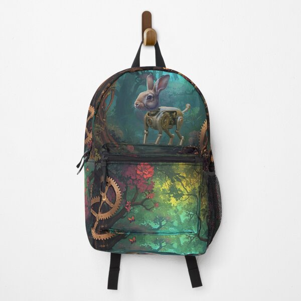 Item preview, Steampunk Cyborg Rabbit – Mechanical Hare in a Forest Backdrop designed and sold by WildPawPrint.