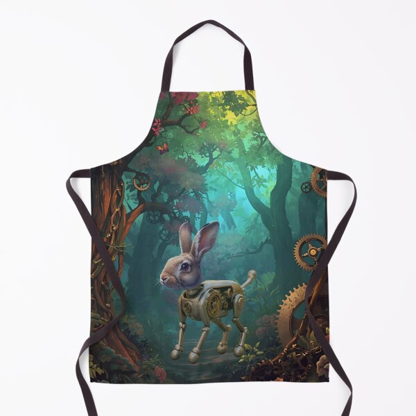 Item preview, Steampunk Cyborg Rabbit – Mechanical Hare in a Forest Backdrop designed and sold by WildPawPrint.