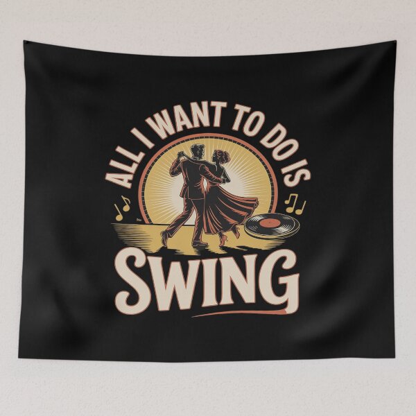 Item preview, All I Want to Do is Swing Dance Couple Retro Jazz Dancing designed and sold by tabdejinti.