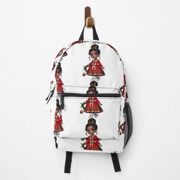 Item preview, Afro Christmas Girl in Red Holiday Dress with Ornament designed and sold by Lulunza.