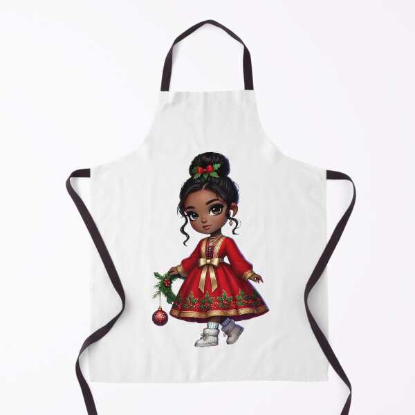 Item preview, Afro Christmas Girl in Red Holiday Dress with Ornament designed and sold by Lulunza.