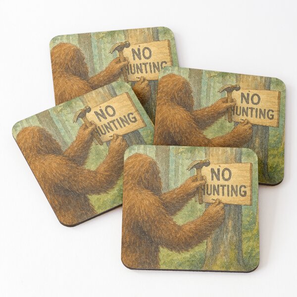Item preview, Sasquatch Posts No Hunting Signs Watercolor designed and sold by Sarcastic Narwhal.