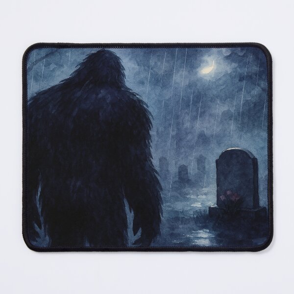 Item preview, Sasquatch Visits an Old Friend's Gravesite in the Rain Watercolor designed and sold by Sarcastic Narwhal.