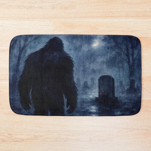 Item preview, Sasquatch Visits an Old Friend's Gravesite in the Rain Watercolor designed and sold by Sarcastic Narwhal.