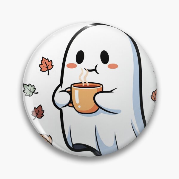 Artikelvorschau, Niedlicher gemütlicher Geist, der Tee trinkt – Kawaii Halloween Sticker entworfen und verkauft von Lyesink.