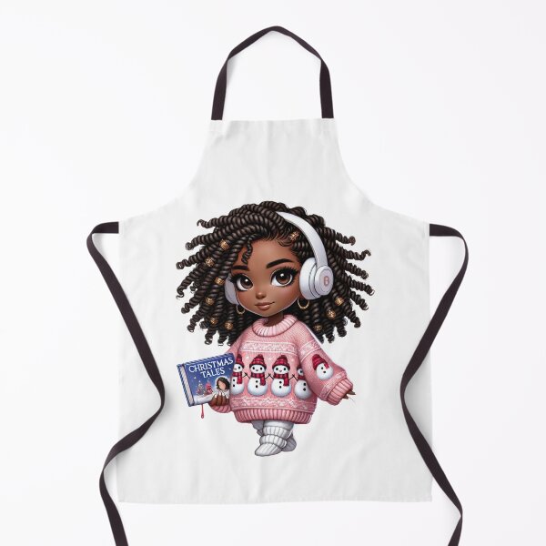 Item preview, Afro Christmas Girl in Pink Sweater Holding Book designed and sold by Lulunza.