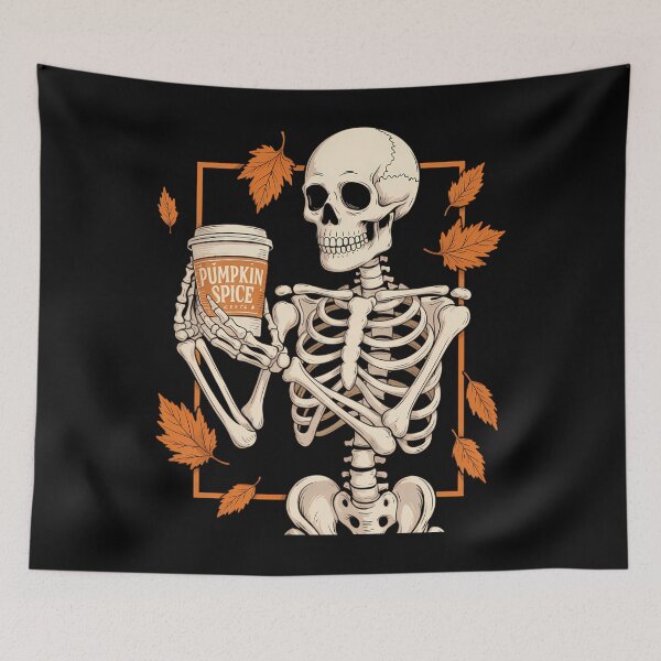 Item preview, Halloween Skeleton Pumpkin Spice Latte Syrup Creamer designed and sold by ValerieRodrigue.