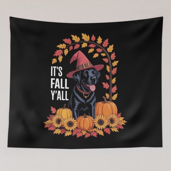 Item preview, It's Fall Y'all Labrador Black Lab Halloween Thanksgiving designed and sold by ValerieRodrigue.