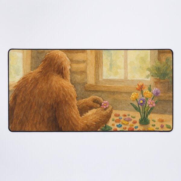 Item preview, Sasquatch Builds a Brick Flower Bouquet Watercolor designed and sold by Sarcastic Narwhal.